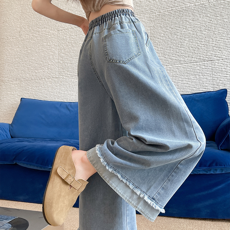 Burr nine tenths college style loose denim pants