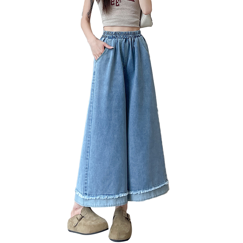 Burr nine tenths college style loose denim pants