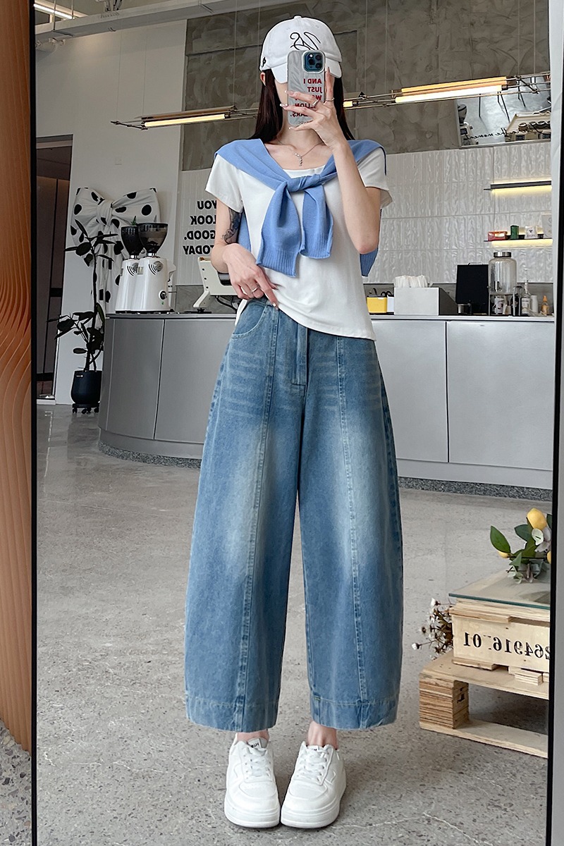 Slim nine pants American style cropped pants for women