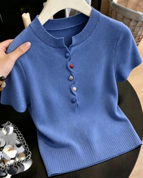 Slim buckle spring and summer all-match tops for women