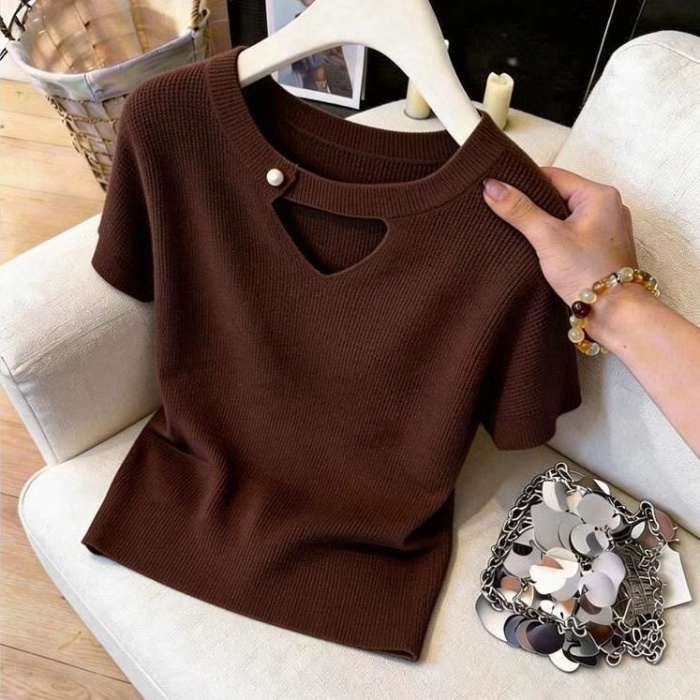 Spring and summer hollow sweater show young tops for women