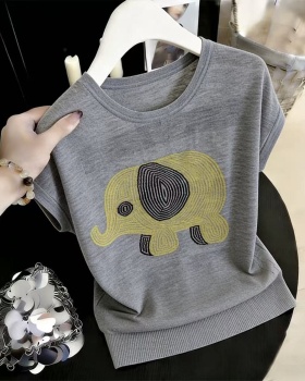 Round neck all-match sweater simple thin T-shirt for women