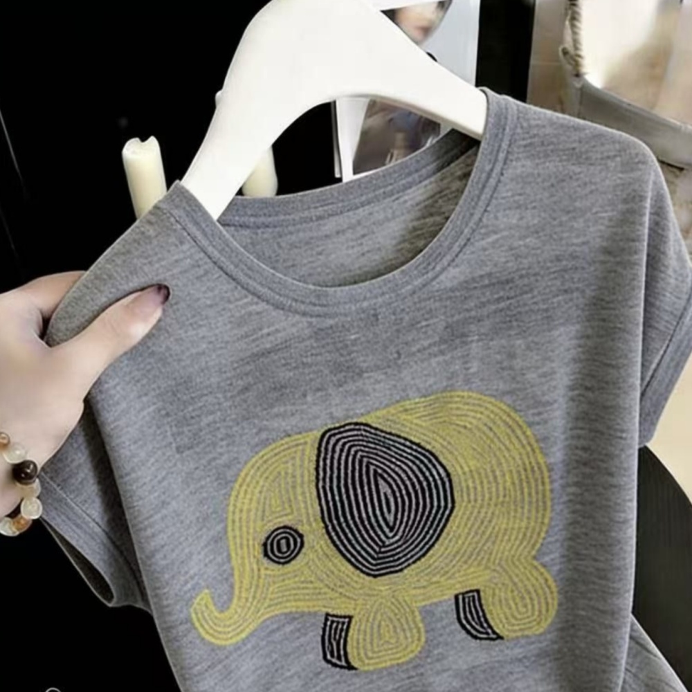 Round neck all-match sweater simple thin T-shirt for women