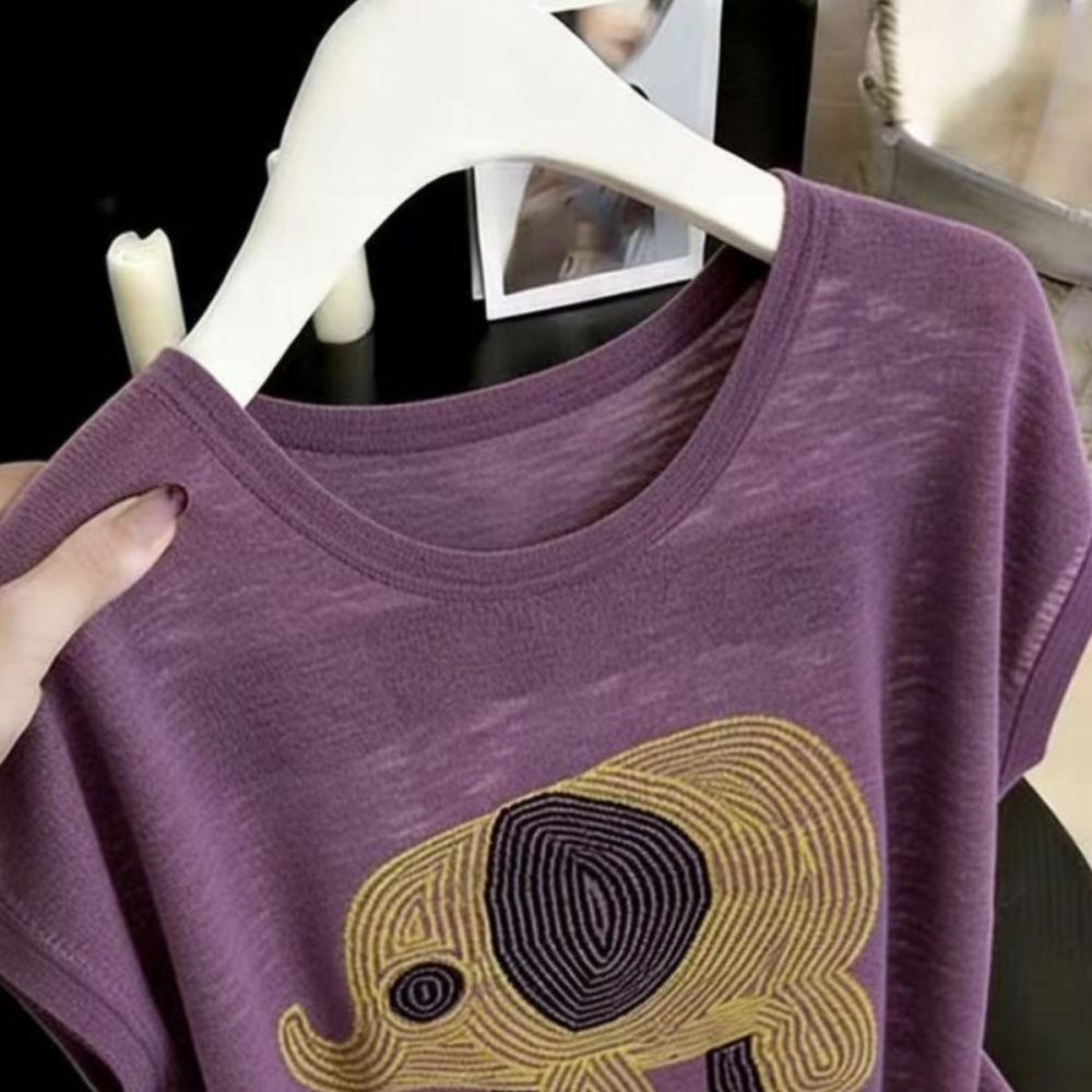 Round neck all-match sweater simple thin T-shirt for women