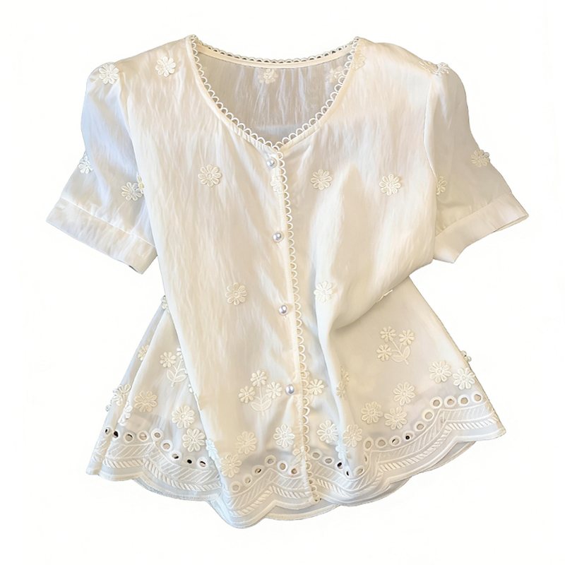 Summer thin small shirt Western style lace tops for women