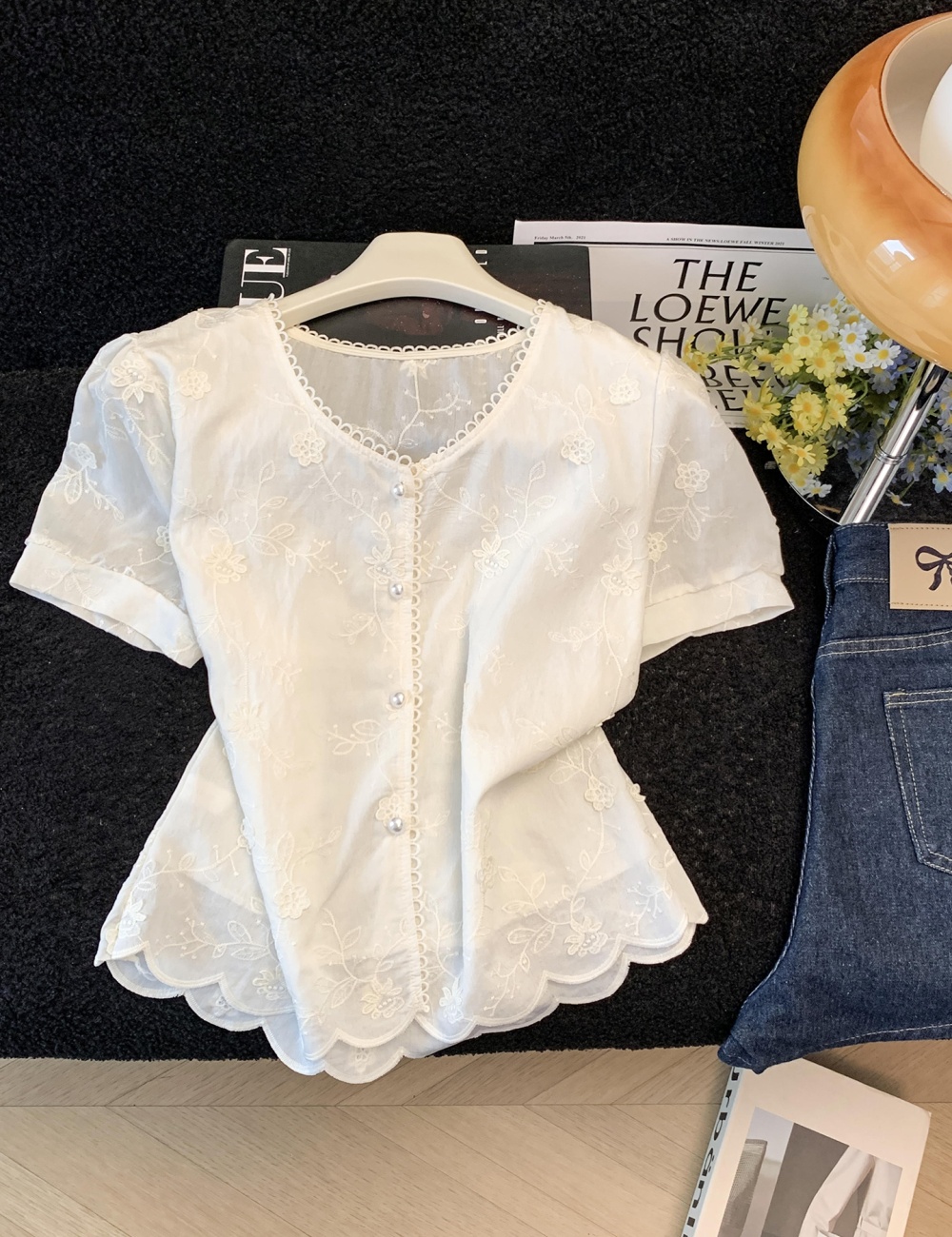 Summer thin small shirt Western style lace tops for women