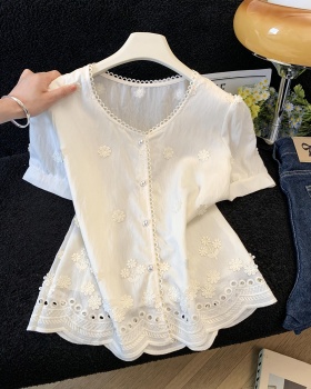 Lace short sleeve shirt summer show young tops for women