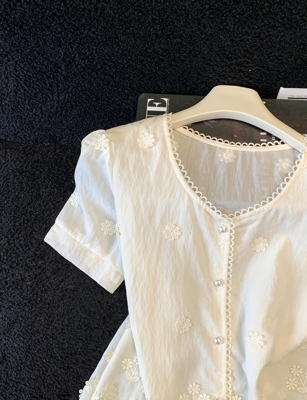 Lace short sleeve shirt summer show young tops for women