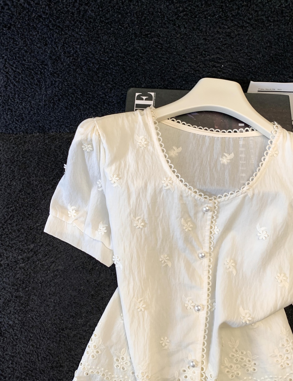 Short sleeve France style shirt romantic style lace tops