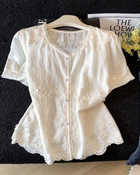 V-neck show young shirt temperament small shirt for women