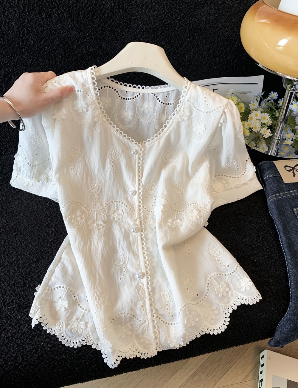 V-neck show young shirt temperament small shirt for women