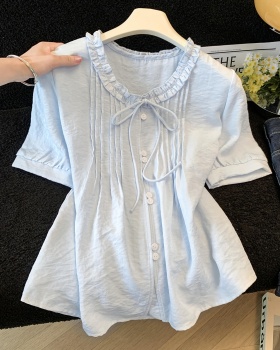 France style pure cotton shirt small fellow tops for women