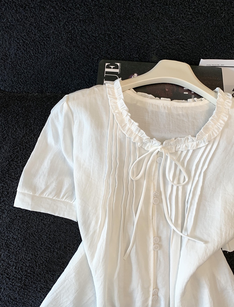 France style pure cotton shirt small fellow tops for women