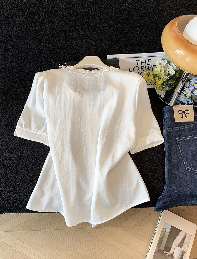 France style pure cotton shirt small fellow tops for women