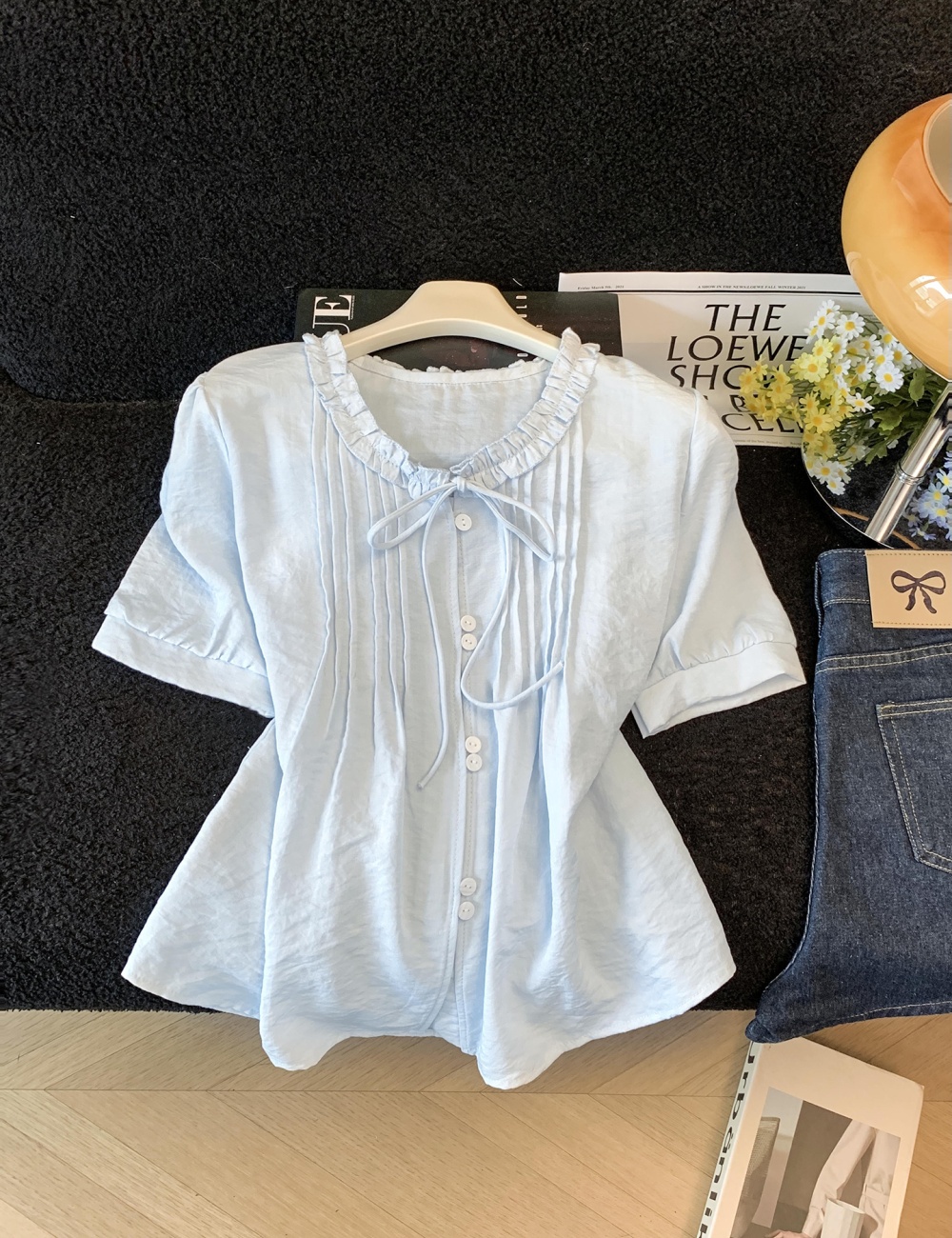 France style pure cotton shirt small fellow tops for women