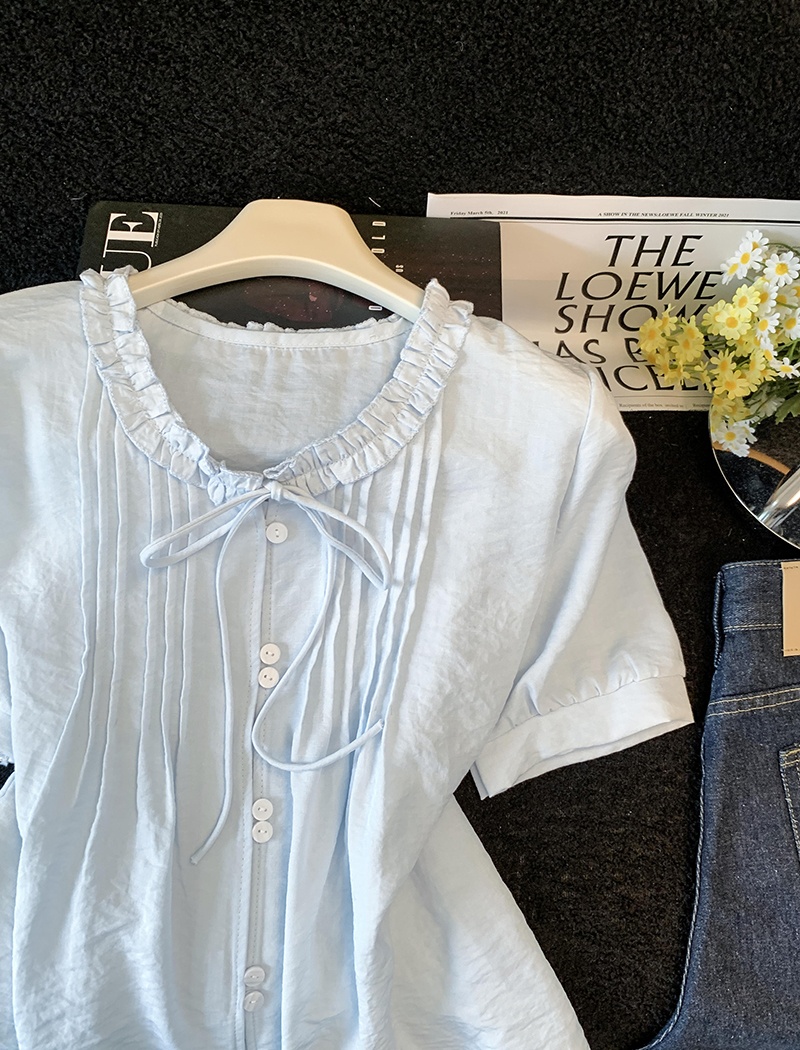 France style pure cotton shirt small fellow tops for women