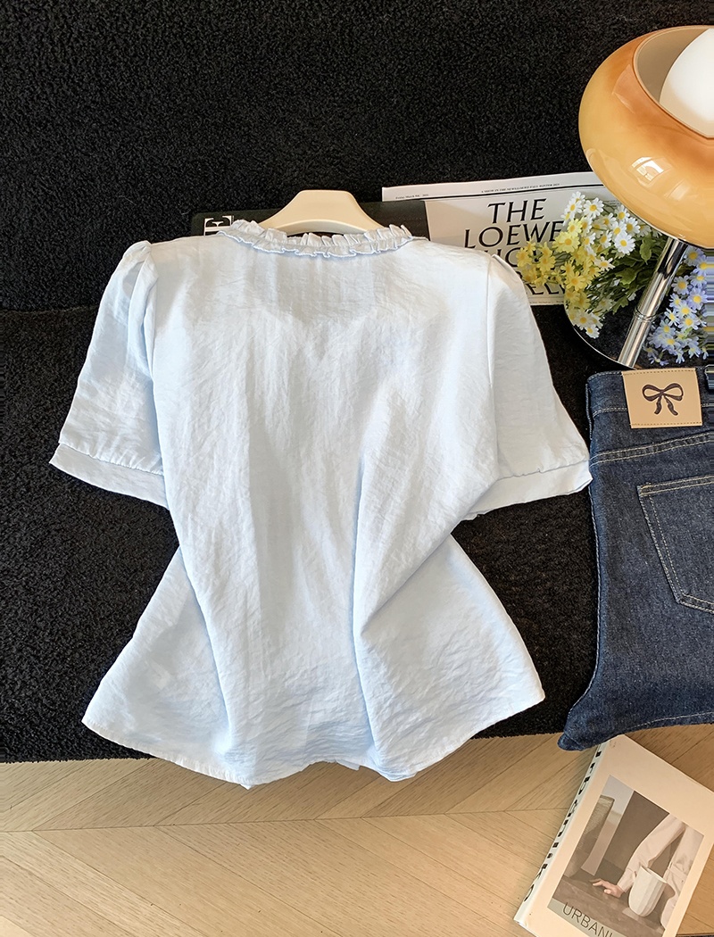 France style pure cotton shirt small fellow tops for women