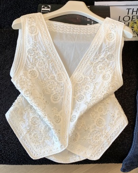 Embroidery lazy tops summer beading cardigan for women