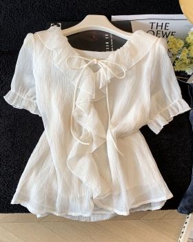 Chiffon tender small shirt summer short sleeve tops