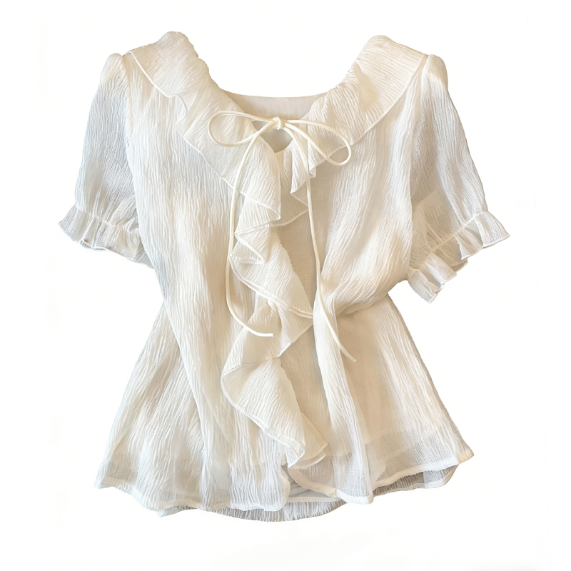 Chiffon tender small shirt summer short sleeve tops