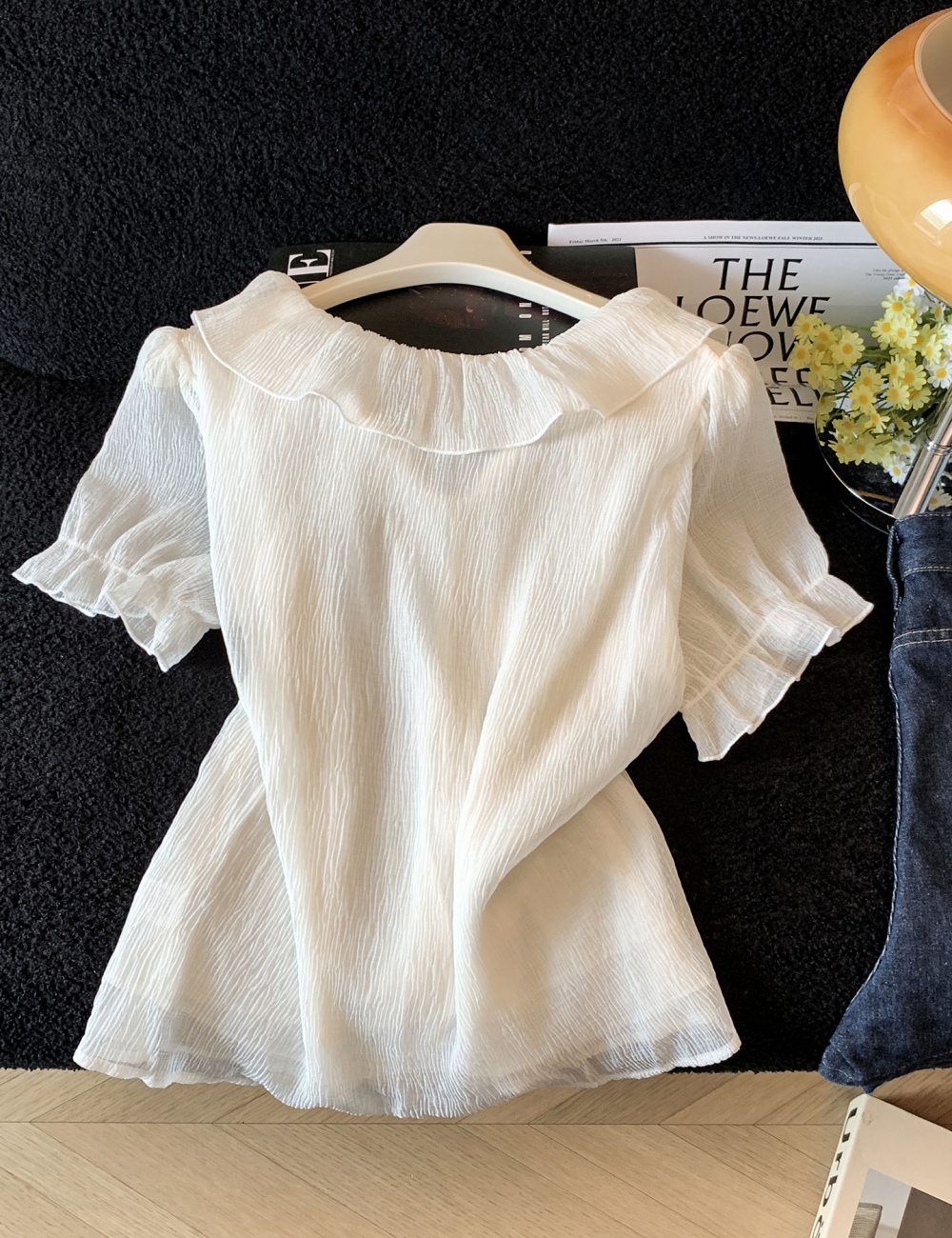 Chiffon tender small shirt summer short sleeve tops