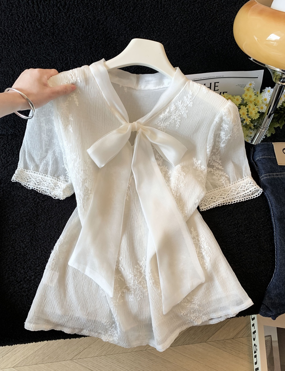 France style short sleeve shirt temperament tops for women