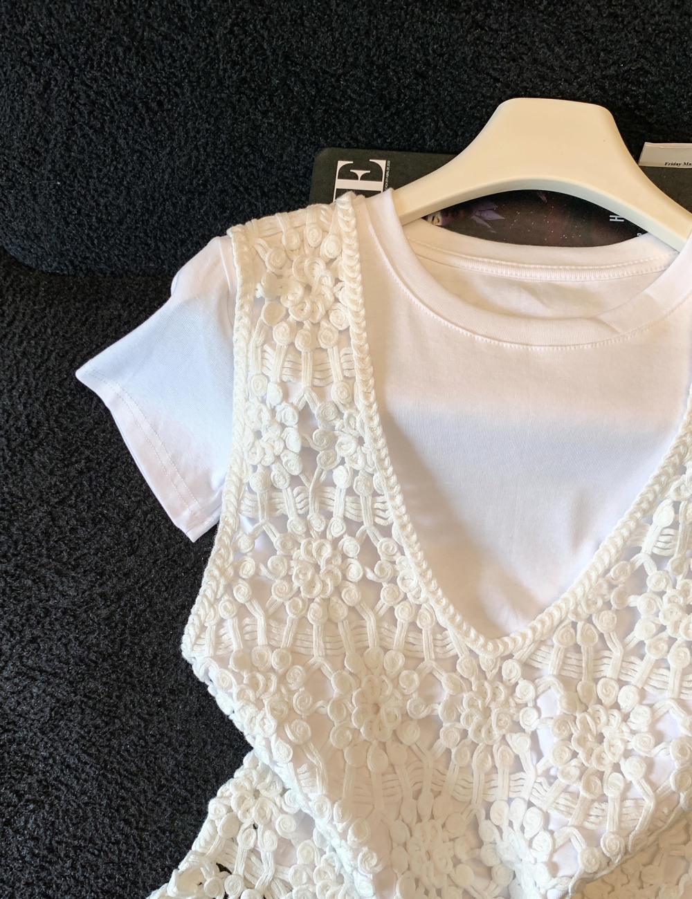 Short sleeve T-shirt unique tops 2pcs set for women