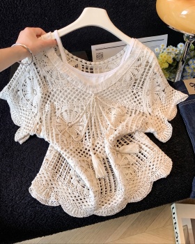 Short lace tops thin slim shirts 2pcs set for women