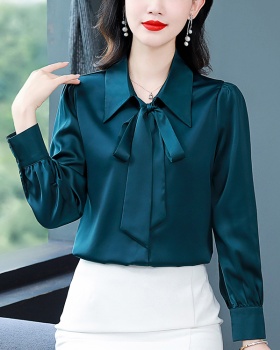 Niche bow white commuting shirt for women