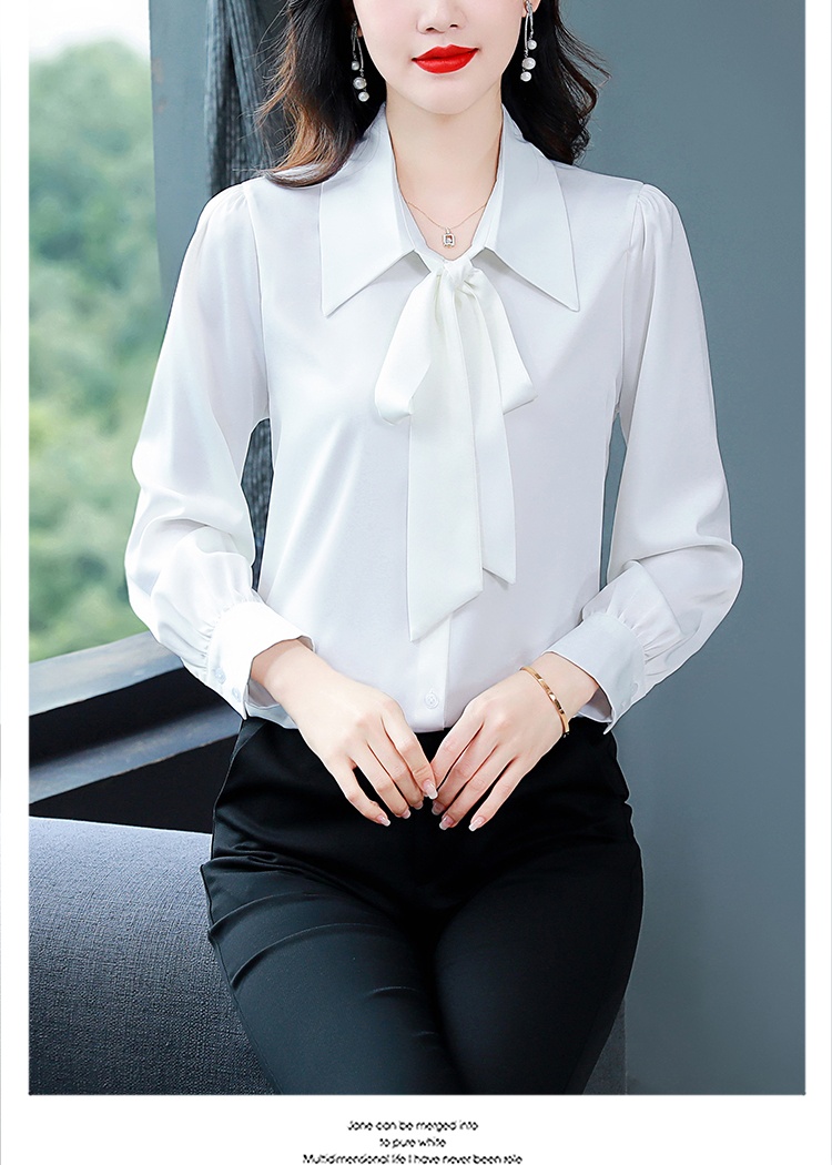 Niche bow white commuting shirt for women