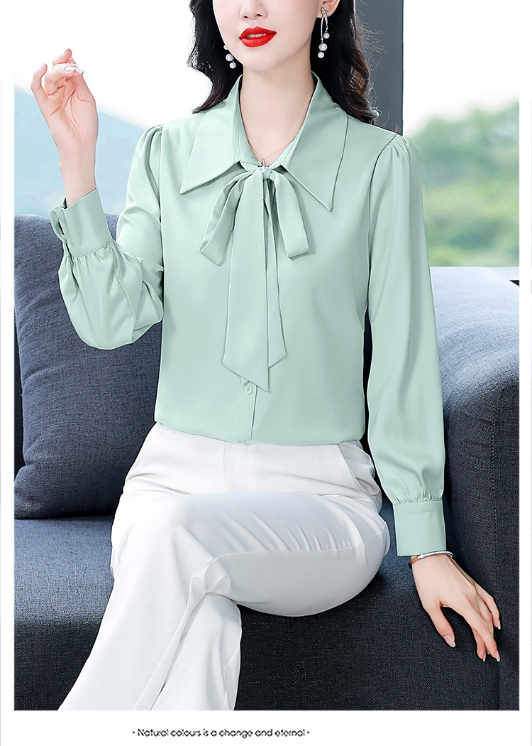 Niche bow white commuting shirt for women