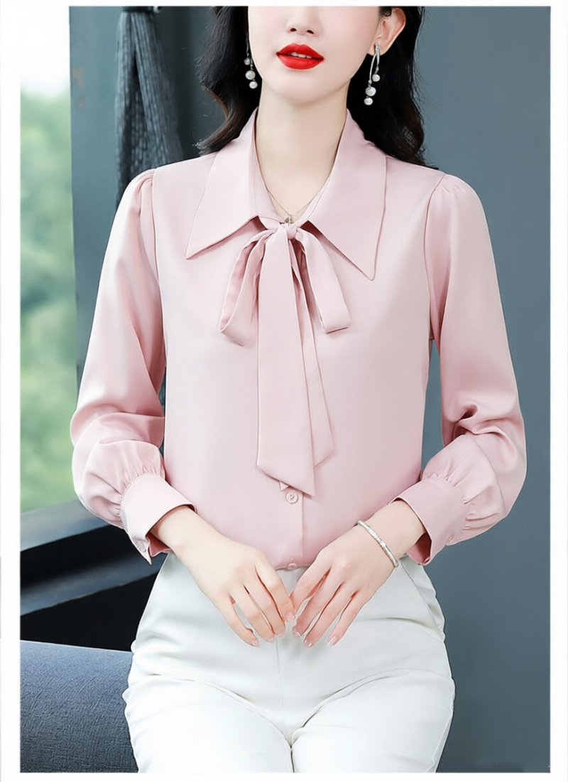 Niche bow white commuting shirt for women