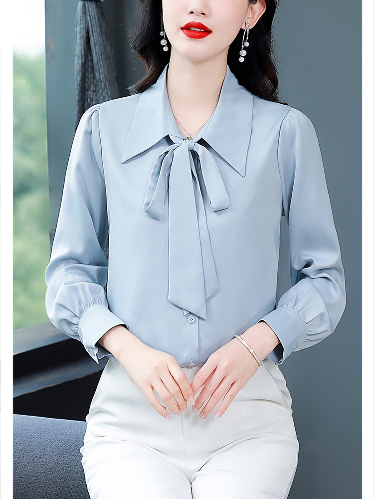 Niche bow white commuting shirt for women