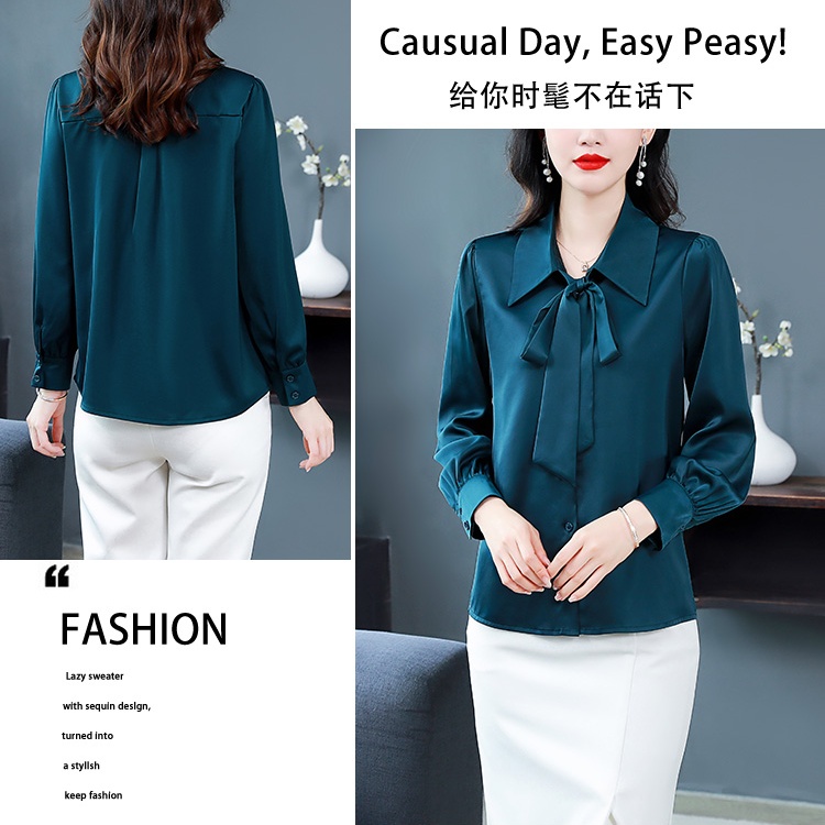 Niche bow white commuting shirt for women