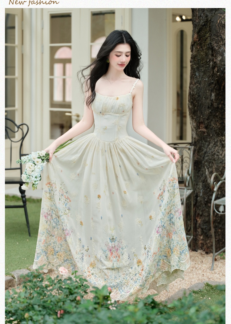 A-line seaside dress sling vacation cardigan 2pcs set