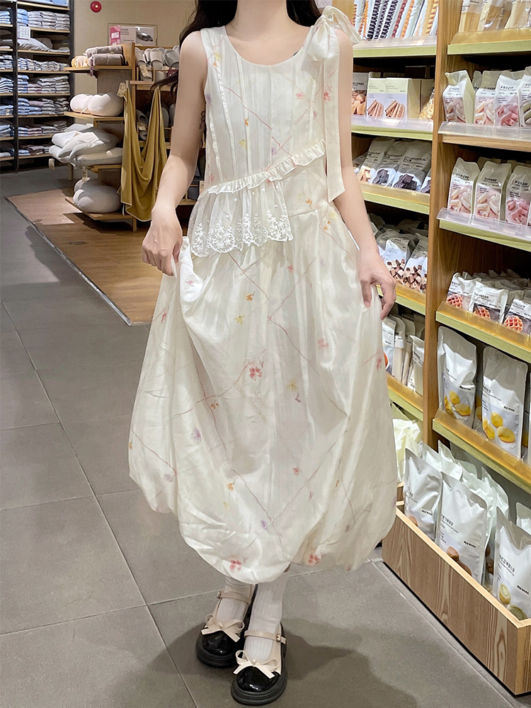 Bow sweet sleeveless dress sleeveless temperament dress