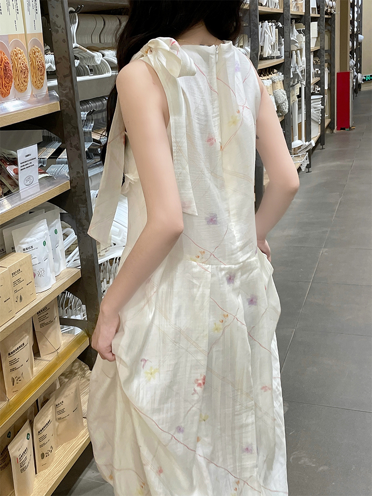 Bow sweet sleeveless dress sleeveless temperament dress