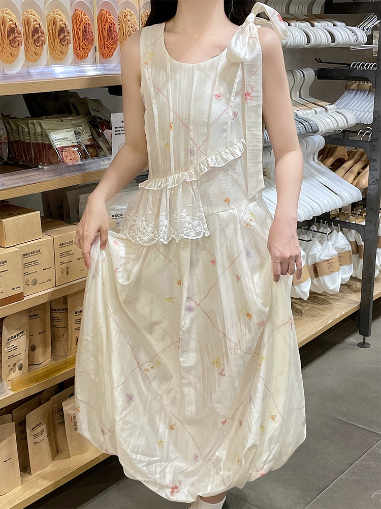 Bow sweet sleeveless dress sleeveless temperament dress