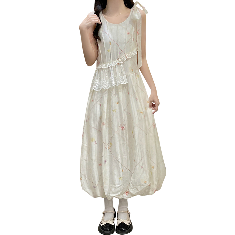 Bow sweet sleeveless dress sleeveless temperament dress