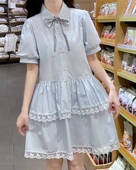 Splice lace ballet pleated summer thin dress