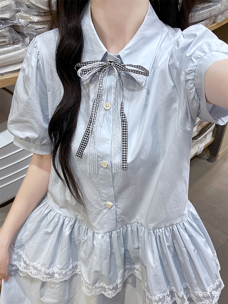 Splice lace ballet pleated summer thin dress