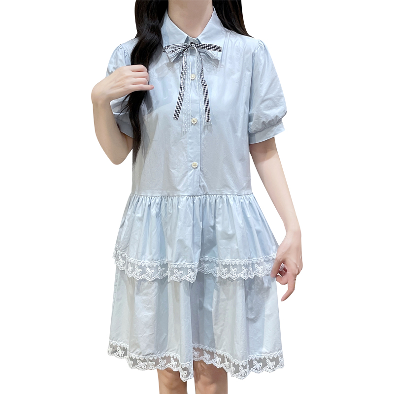 Splice lace ballet pleated summer thin dress