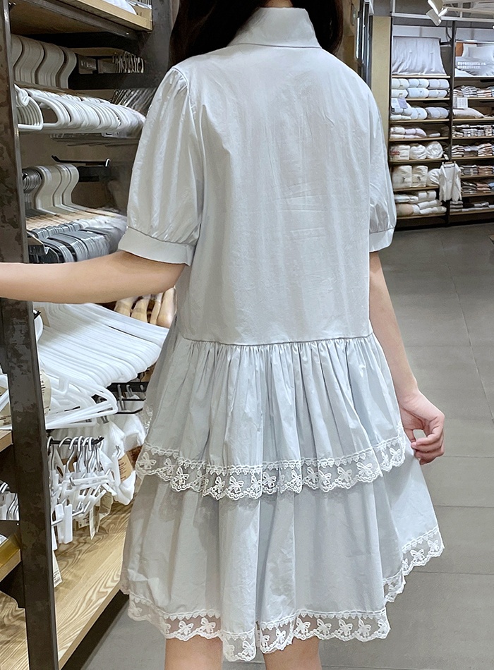 Splice lace ballet pleated summer thin dress