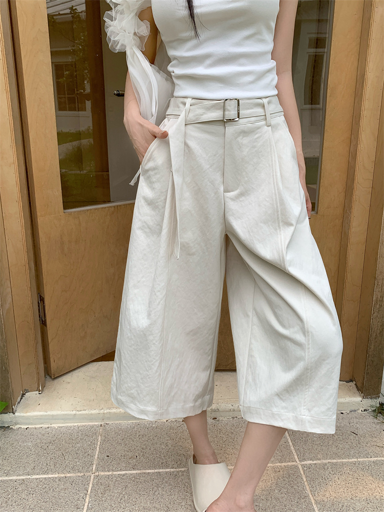 Slim lazy wide leg pants high waist casual pants