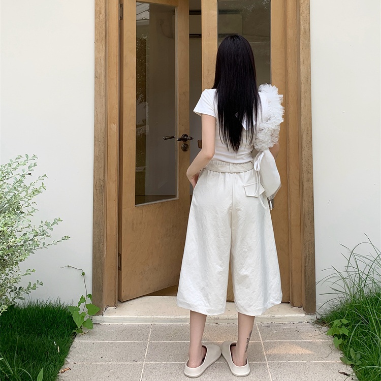 Slim lazy wide leg pants high waist casual pants