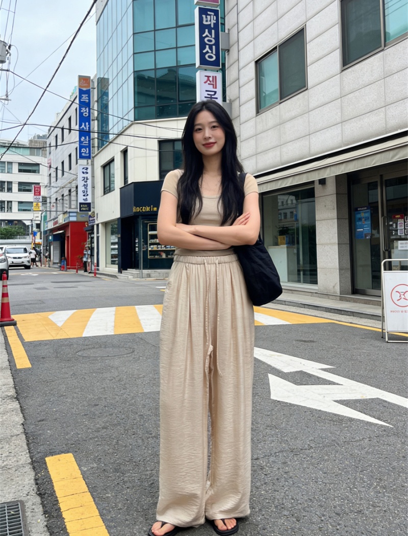 Drape wide leg pants casual pants for women