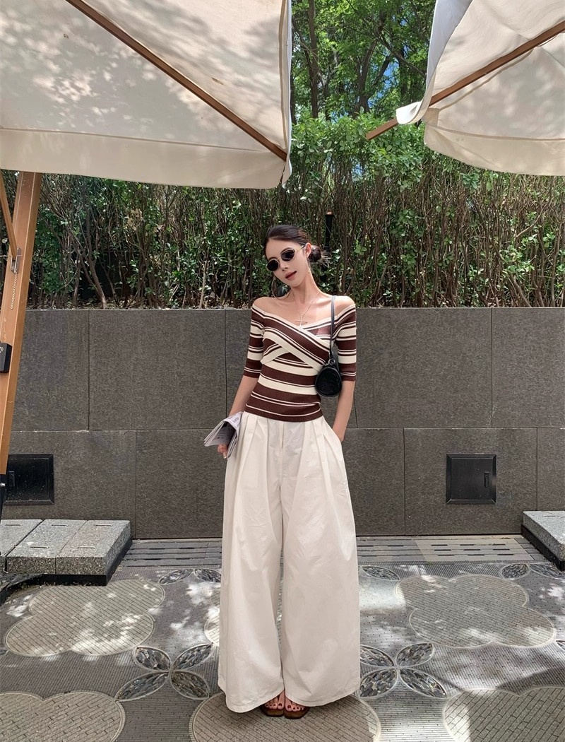 Unique slim short sleeve sweater summer all-match tops