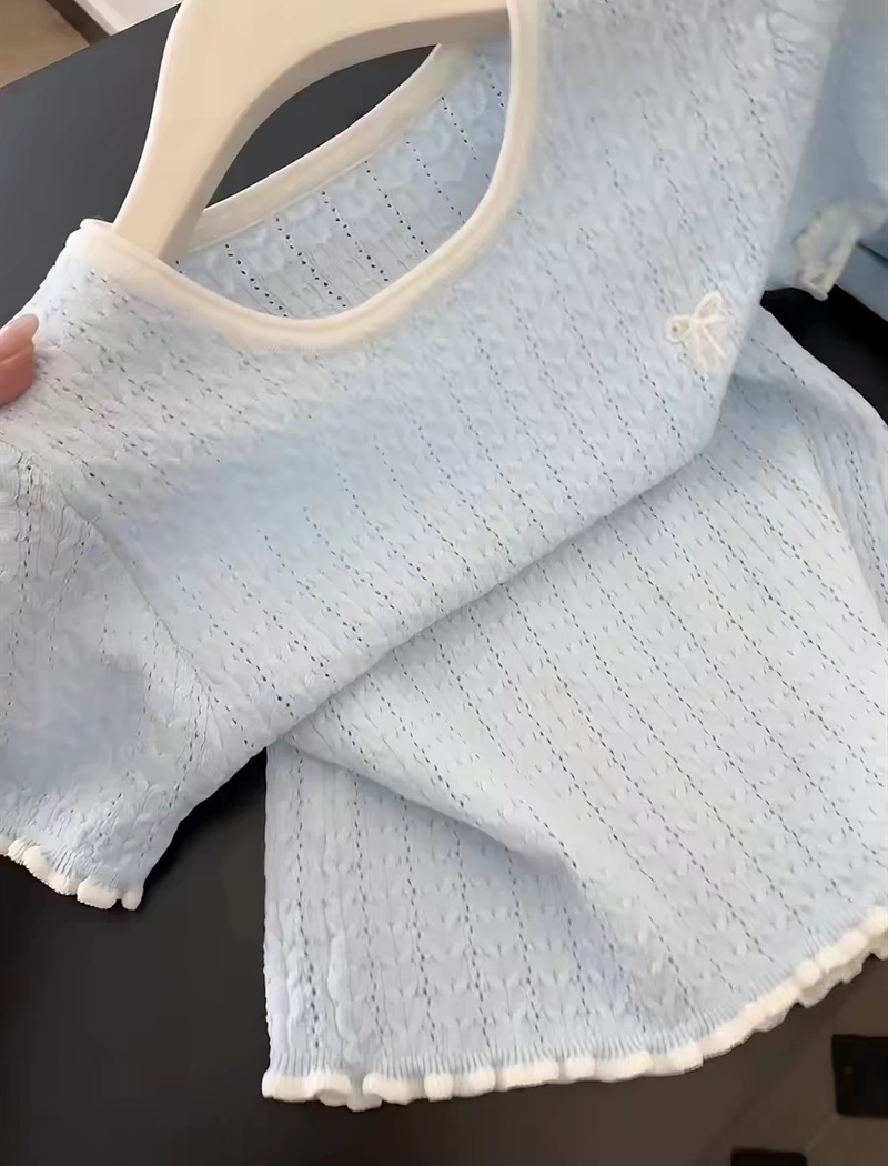 Mixed colors tops knitted T-shirt for women