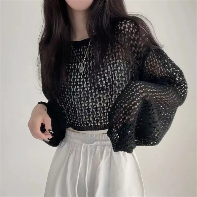 Lazy thin hollow sweater Korean style loose tops