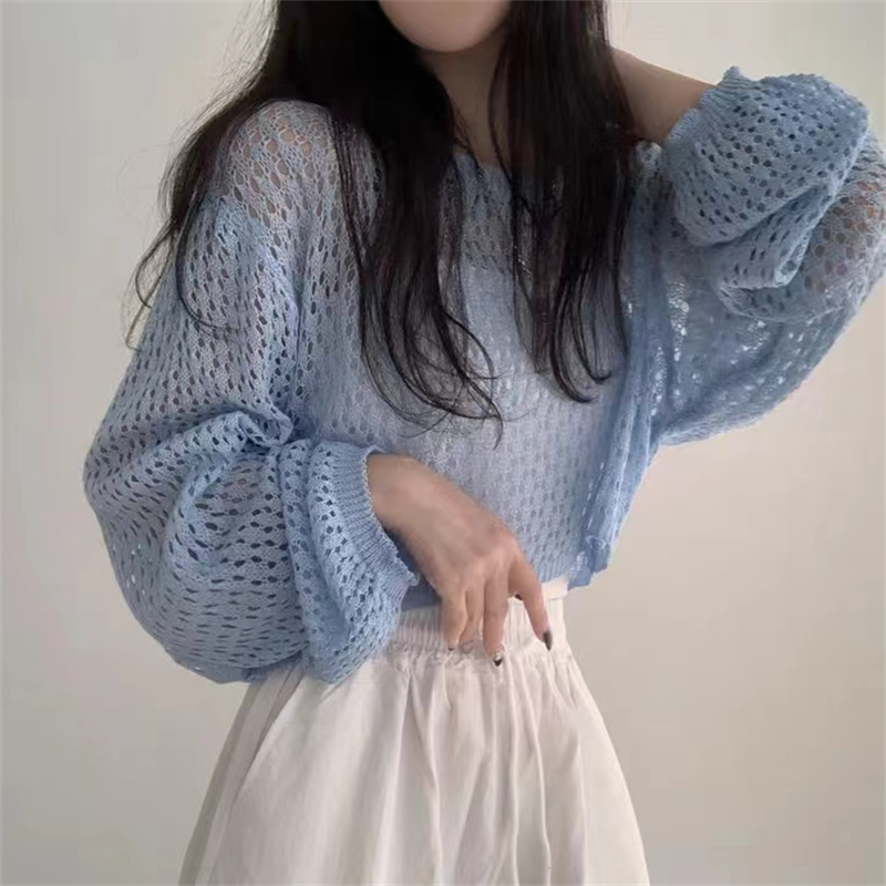 Lazy thin hollow sweater Korean style loose tops